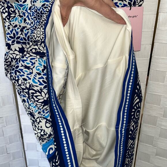 Avec Les Filles Floral Blue Dress Sweetheart Neckline Mini Sundress Womens 2 - Picture 11 of 14